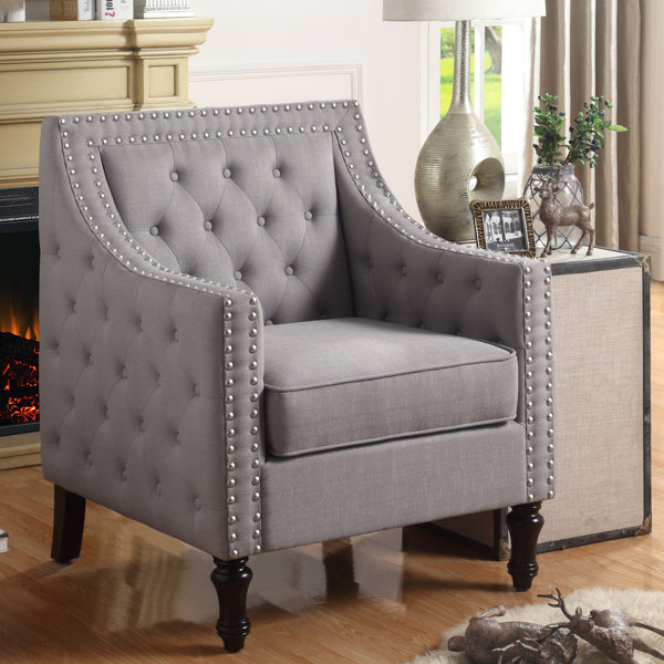 Tufted Linen Armchair - Orren Ellis Abinash 36.2'' Wide Tufted Linen